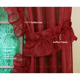 Today's Curtain, Emelia Priscilla Sheer Pair 60" W x 84" L, Burgundy, 5-Piece-Set