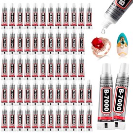 B7000 Glue Clear Adhesive Jewelry Bead B-7000 Glue for Jewelry Rhinestone DIY Cell Phone Repair Clothes Glass Metal Stone Beads Wooden Small Part Item(3ml, 60 Pcs)