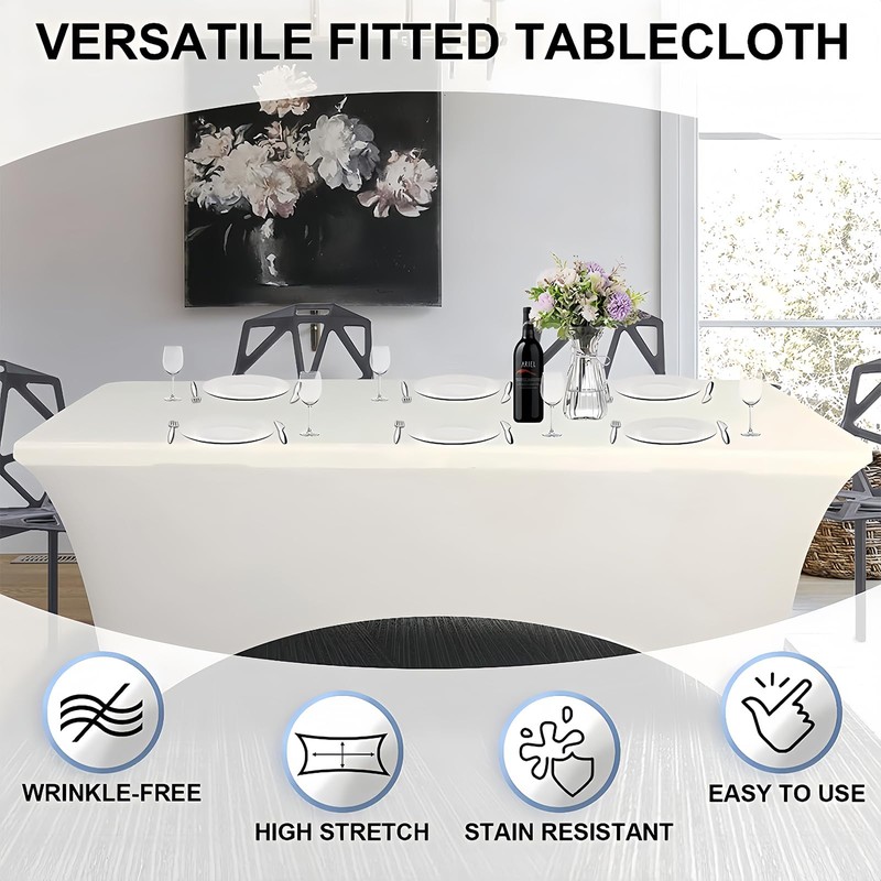 Mienocol Light Purple Spandex Tablecloths,6FT Stretchable Rectangle Table Cover Washable