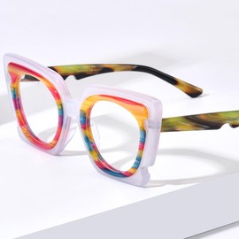 HEPIDEM - anteojos de acetato multicolor con degradado para mujer, anteojos grandes de gran tamaño, 2023, nuevas anteojos, 9353 Orange, 53-17-150