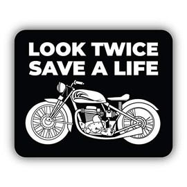 Zirni Look Twice Save a Life Motorcycle Vinyl Sticker Bumper Art Decal