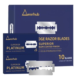 Gearhub Premium 10 Count Double Edge Safety Razor Blades Refills Swedish 13C26 Stainless Steel Platinum Coated, Mild to Medium Sharpness for Smooth Shaves