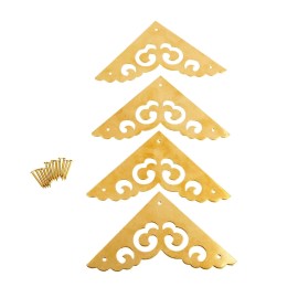 Dophee 4Pcs 2.5" Brass Flat Corners Bracket, Retro Table Corner Cover