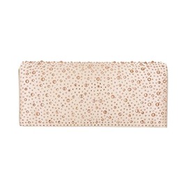TrendsBlue Elegant Satin Flap Crystal Clutch Evening Bag, Champagne