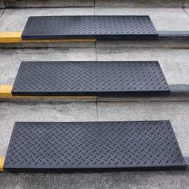 Spurtar 35" x 9.85" Rubber Stair Treads, 3 Pack Non-Slip Outdoor Rubber Stair Treads for Wooden Steps with Nosing for Concrete Marble Tile Metal Steps, Black