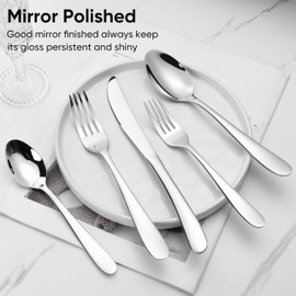 Herogo Heavy Duty Stainless Steel Silverware Set, 40-Piece Heavy Weight Modern Flatware Cutlery Set for 8, Fancy Tableware Eating Utensils for Home Wedding, Dishwasher Safe, Mirror Finished