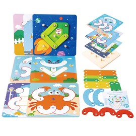 KUKUTrue Montessori Toy for 2 3 4 5 Years, Wooden Puzzles, Toddler Toys, Educational Toys for 2-3 Year Olds, Gift for Kids Boys Girls Aged 2-5 Years