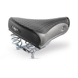Selle Montegrappa Bicycle Saddle, City Saddle, Leather for Women and Men, for City Bike, Beachcruiser Holland Bike in Vintage Retro Look 1750 Export, Black/Grey, Made in Italy