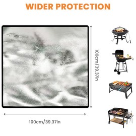 flintronic Fire Pit Mat, 100 x 100 cm, Fireproof Underlay, Square, Waterproof, Foldable, Fireproof Mat, Patio for Grass, Floor, BBQ, Deck, Camping, Garden