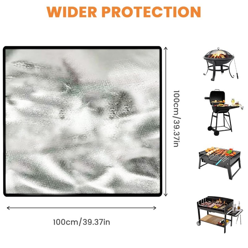 flintronic Fire Pit Mat, 100 x 100 cm, Fireproof Underlay,