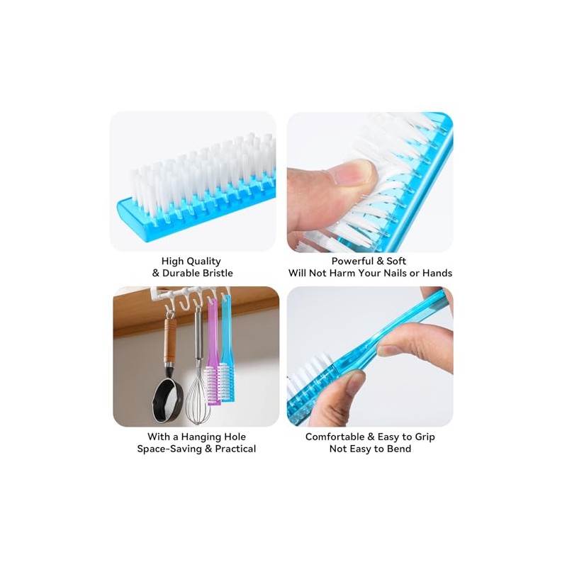 Cepillo de uñas para limpiar las uñas, mango de agarre,
