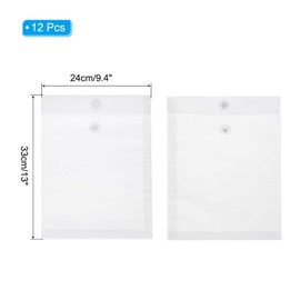 PATIKIL 12 Pcs Kraft Paper Envelope with String Tie Closure, A4 Vintage Envelopes File Folder Bag for Office Business Home Card Storage Document Organize, Transparent