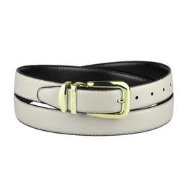 Concitor Reversible Wide Belt OFF WHITE Black Bonded Leather Gold-Tone Buckle 52