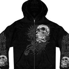 Hot Leathers Men's Sweet Demise Zip Up Hooded Sweat Shirt (Black, Large)