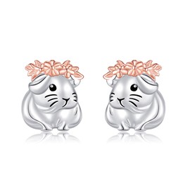 AXOMY Guinea Pig Gifts 925 Sterling Silver Guinea Pig Stud Earrings Guinea Pig Jewelry Gifts for Women Guinea Pig Lovers