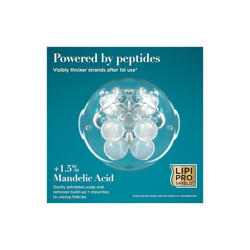 OGX ProGrowth + Peptide Clarifying Shampoo, Gentle Exfoliating Shampoo, Supports