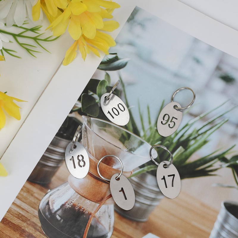 Oval Number Tags with Rings, 304 Stainless Steel Key ID