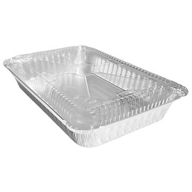 PACTOGO Disposable 4 lb. Aluminum Foil Oblong Take-Out Heavy Duty Baking Pans with Dome Lids 12'' X 8'' X 2'' Inch - For Meal Prep, Brownies, Rolls, Cakes, Baking, or Lunchbox (Pack of 10 Sets)