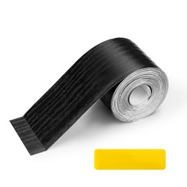 Roucerlin Black Wood Grain Wallpaper Border, Waterproof PVC Mirror Frame Peel and Stick, Self Adhesive Removable Mirror Trim Border for Bathroom Bedroom Skirting (2 * 393 in)