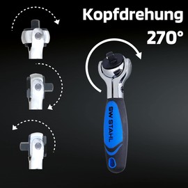 SW-Stahl 6.3 mm 1/4 Inch Chrome Vanadium Reversible Ratchet, 05715L