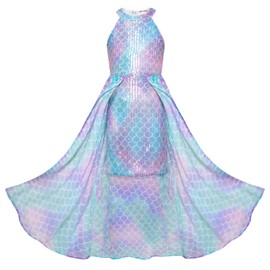 GRACE KARIN Girls Party Dress Mermaid Kids Sequin Formal Fancy Prom Sparkly Pageant Birthday Graduation Dresses Size 8
