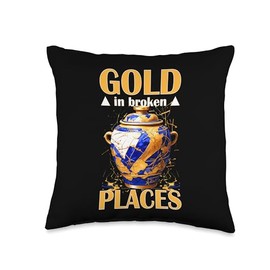 Kintsugi Kintsukuroi imperfect Japanese Art Kintsugi Throw Pillow