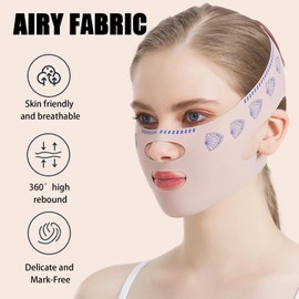 V Line Lifting Face Bands for Chin Reduction and Contouring, with Sleeping Mask Function, Pink Color