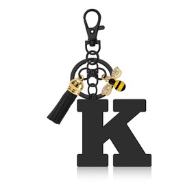 Initial Letter Keychain Alphabet Keyring for Teacher Letter A-Z Keychain for Friends Colleague Initials Keyring for Purse Backpacks Handbags Letter Pendant Car Keyring Graduation Gifts (Letter K)