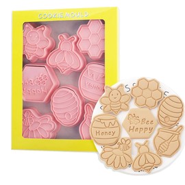 8 Pieces Cute Honey Bee Cookie Cutters For Baking Cookie Mould Press Cartoon Cookie Mould Set Kitchen Tools Plastic Cookie Stamps (Honey Bee)