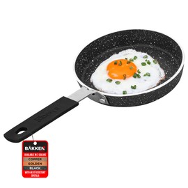 Bakken- Swiss BAKKENMASTER Bakken-Swiss 2-Piece Mini Nonstick Egg Pan & Omelet Pan C Egg Pan [5.5'] with Marble Coating Non-Stick, Skillet, Eco-Friendly Cfor Eggs Pancakes, for All Stoves - Non Toxic