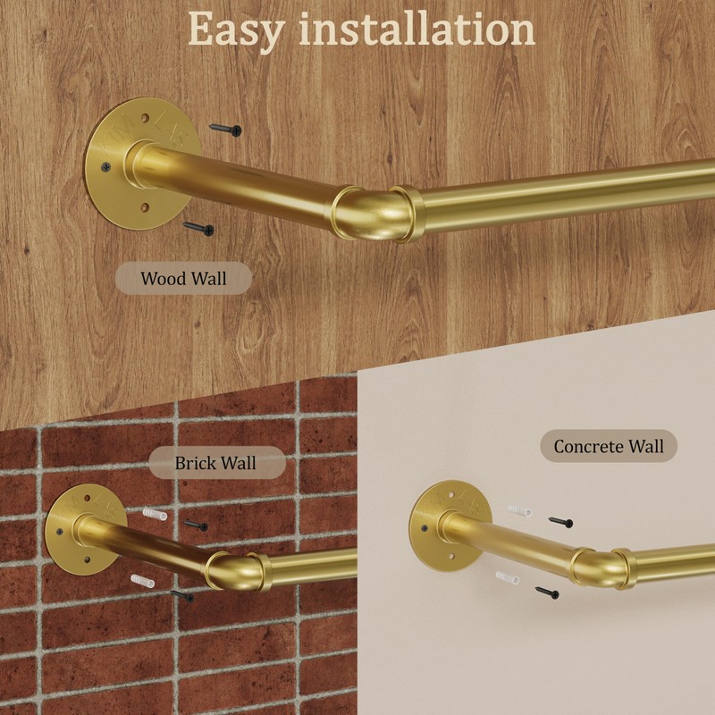 RSFMAS Wall Mounted Clothes Rack, Industrial Pipe Clothing Hanger 36