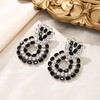 Flyonce Statement Drop Earrings, Black Rhinestone Crystal Geometric Statement Earrings