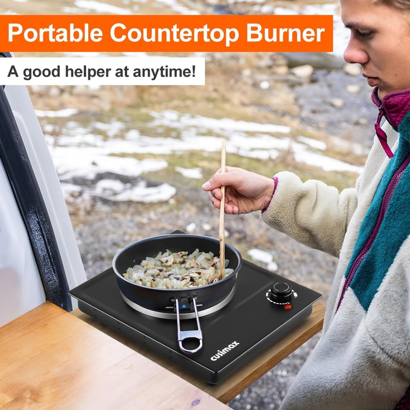 CUSIMAX Hot Plate, Single Burner Electric Cooktop, 1500W Electric Burner