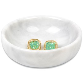 SIPARUI Jewelry Dish,Natural Marble Jewelry Dish,Trinket Tray,Ring Holder,Key Bowl,Unique Jewelry Tray for Home Decoration,Mother's Day,Birthday and Other Holiday Gifts(White Grey)