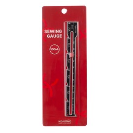 Kearing Black 6-Inch Sliding Marker Sewing Gauge - Nickel with Black Printing | Aluminum Seam Gauge for Accurate Marking of Hems, Tucks, Pleats, and Buttonholes (5006A-Black(6"))