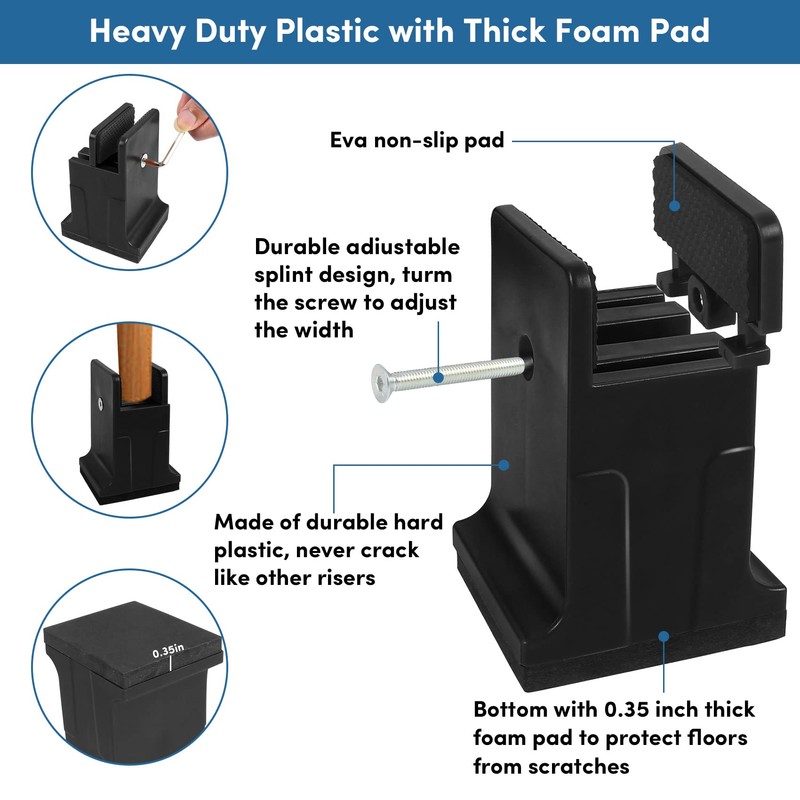 DEDU Bed Risers with Adjustable Screw Clamp, Couch Risers 3