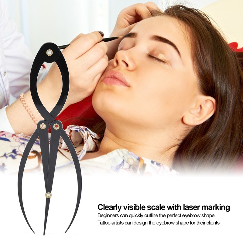 Eyebrow Ruler Multifunctional Stainless Steel 3 Point Positioning Ruler for