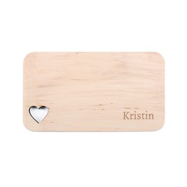Cera & Toys® Breakfast Board with Engraving – Cut-Out Heart – with Desired Name Simple Writing
