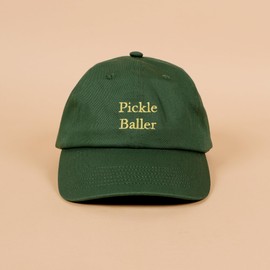 Hanna Roberts Green Pickleball Hat | Cap, Pickle Baller in Yellow Embroidered Letters