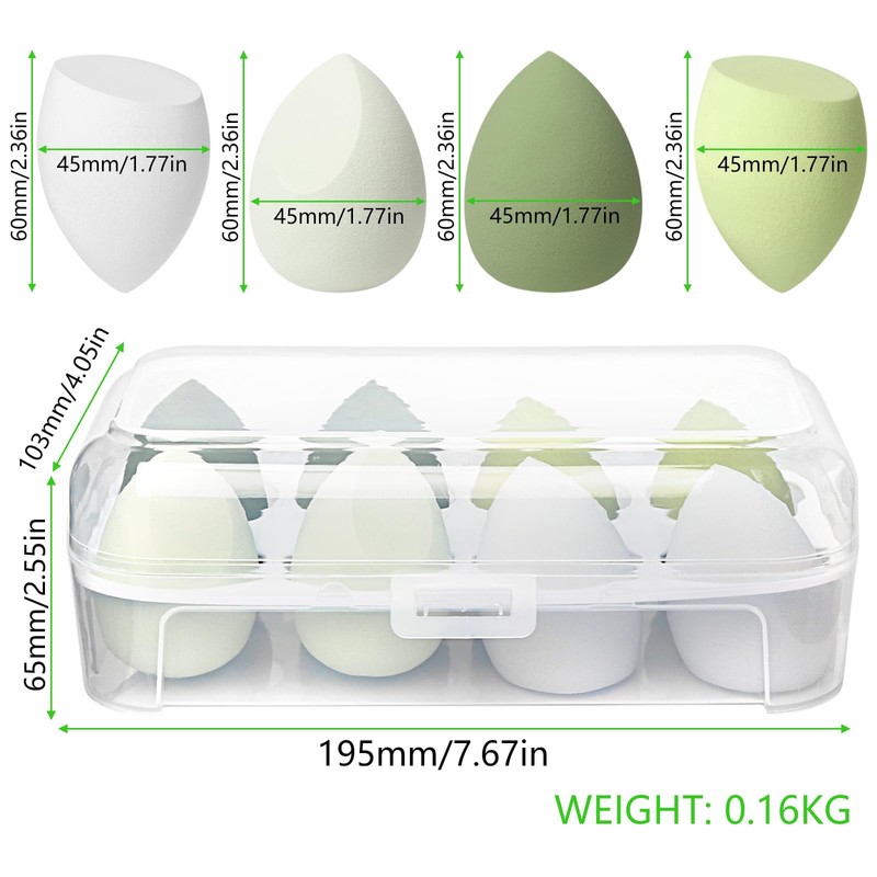 Makeup Sponge Set, 4-8 Pieces, Multi-Colour (Green)