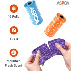 ASPCA Dog Poop Bags, 240 Bags 16 Rolls, Mountain Scent, Hearts Print, Heart Print (AS1000)