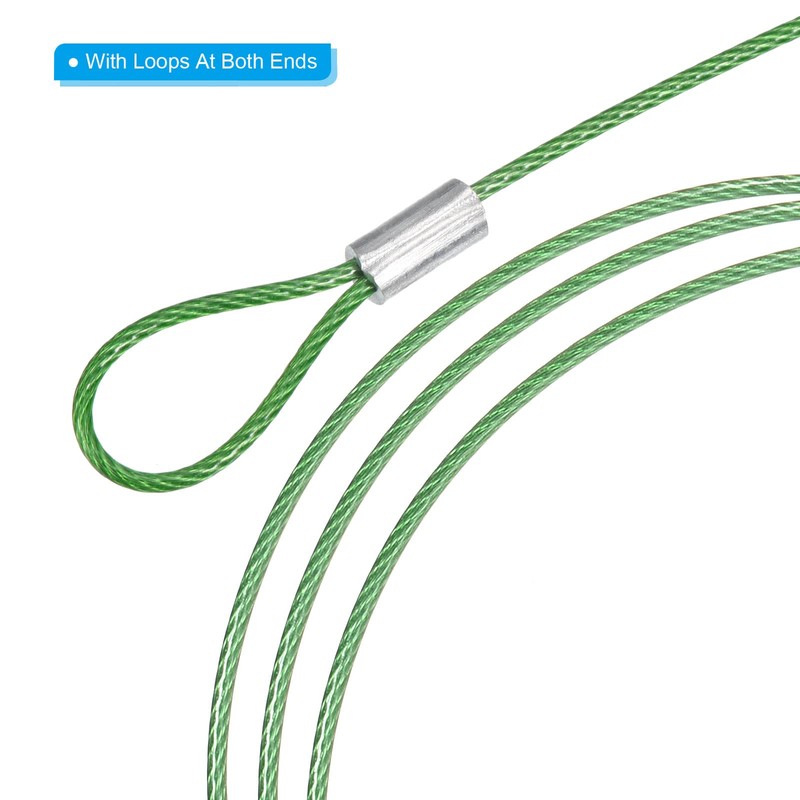 PATIKIL 2PCS 1M Safety Cable Lock Stainless Steel 1.5mm Diameter