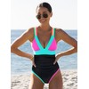 popvil One Piece Swimsuit Women Tummy Control Bathing Suit Neon