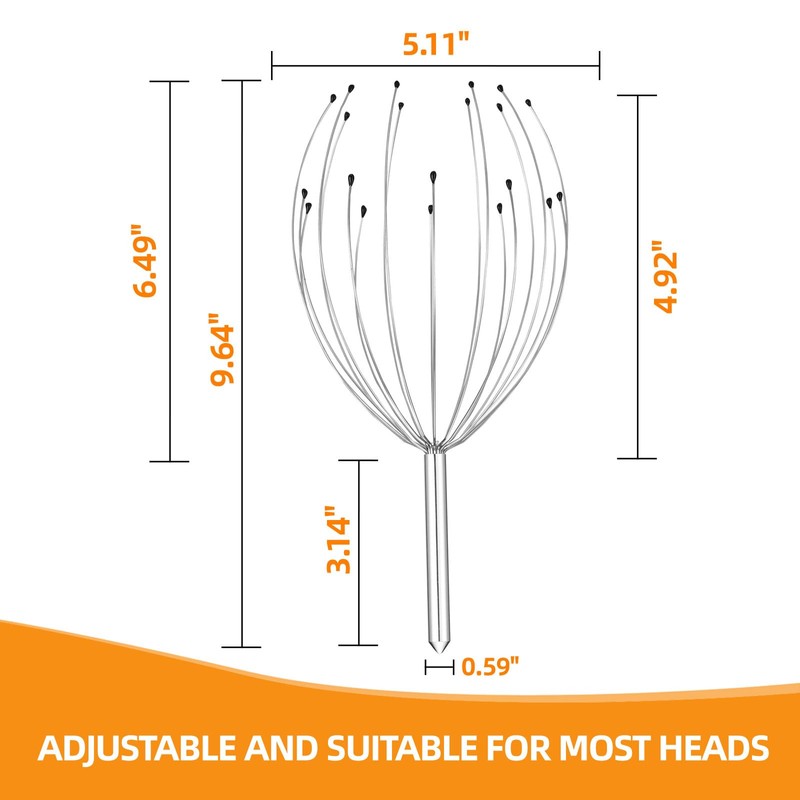 YEZY Head Massager 20 Fingers Head Scratcher Scalp Massager, Back