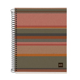 Miquelrius - A5 Recycled Notebook, 80 Sheets of 80gsm Ruled Inside Recycled Paper (Post-Consumer Recovery), 4 Coloured Strips, 2 Drills, Recycled Cover, Eco Strips