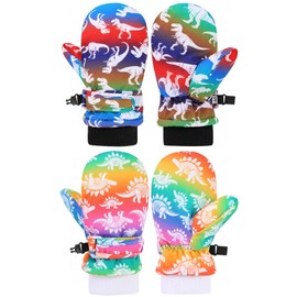 FUOITA Toddler Snow Gloves Toddler Waterproof Mittens Kids Ski Gloves Kids Mittens Baby Winter Mittens for Boys Girls 4-8T