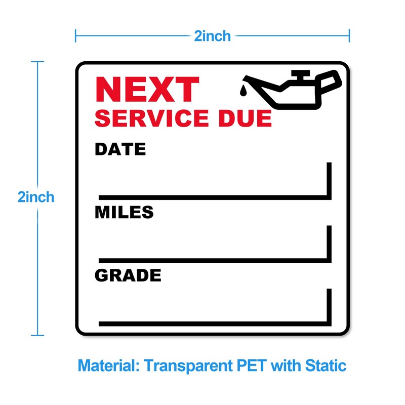 for Oil Change Sticker Static Cling, Clear Stickers 120 Pcs
