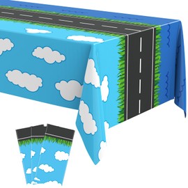 Funnymoom 6 Pcs 108 x 54 Inches Transportation Birthday Tablecloths Traffic Party Supplies Transport Vehicle Plastic Table Cover Disposable Car Truck Tablecloth Decorations for Birthday Party Favors