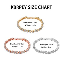 KBRPEY Women's Tennis Bracelet, Silver/Gold/Rose Gold, Crystal Zirconia Bracelets, Set of 3, Shiny Diamond Tennis Bracelets, Jewellery Gift for Women, Metal