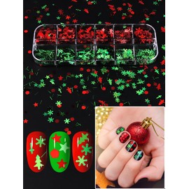 36 Grids Christmas Nail Art Sequins, EBANKU Holographic Snowflakes Santa Claus Snowman Flake Nail Glitter Sequins Colorful Sparkly Confetti Glitter for DIY Design Face Body Makeup Christmas Decoration